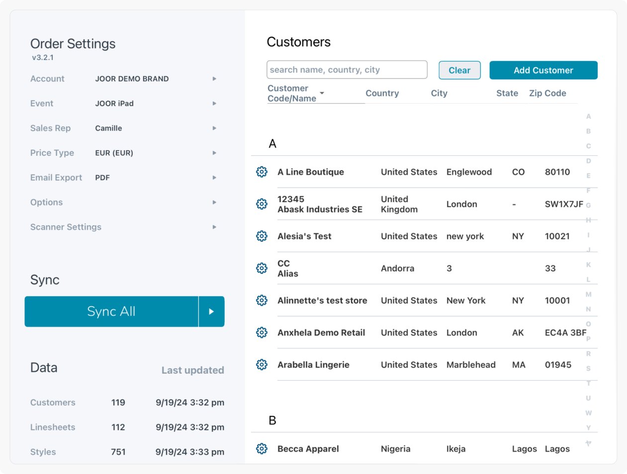 Customer List UI