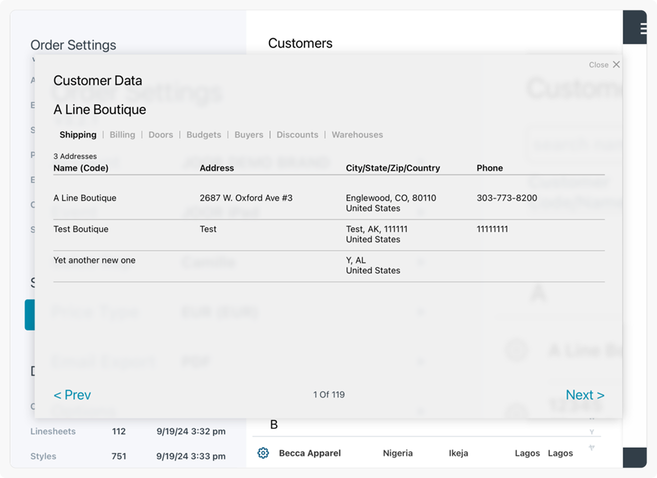 Customer List UI