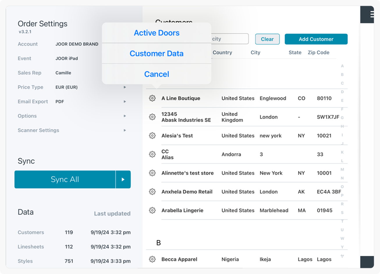 Customer List UI